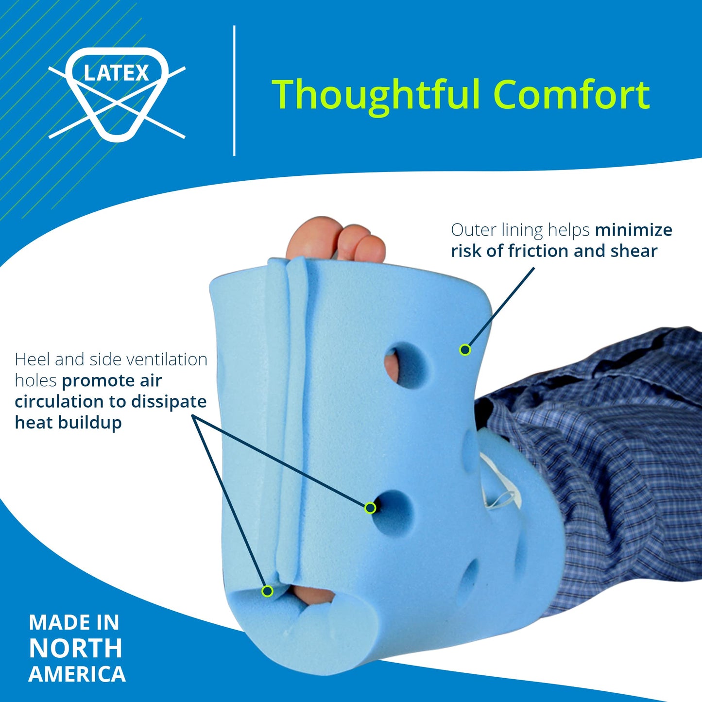 Posey TIDI Heel Guards – One Size Fits All – Foam, Light Blue – Qty: 1 Pair Of Heel Guards Per Package – Foam Heel Protectors For Pressure Injuries – Heel Off-Loading Devices – Home Care (6127), Large