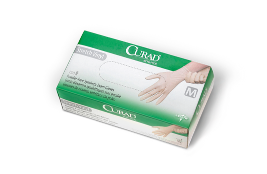 CURAD Stretch Vinyl Exam Gloves, Medium
