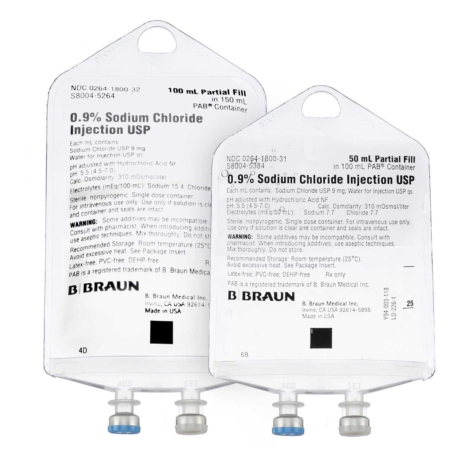 Sodium Chloride Injections, 0.9%, 100/150mL, PAB® Container (Rx) – BRW ...