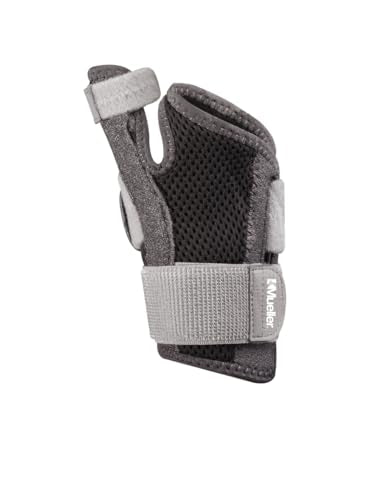 MUELLER Adjust-to-Fit Thumb Stabilizer - Unisex, One Size Fits Most, Ideal for De Quervains Tenosynovitis Brace, Thumb Brace for Arthritis Pain and Support, Can be Worn on Both Hands