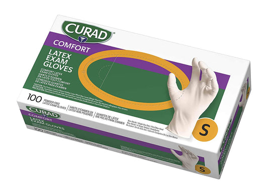 CURAD Powder-Free Textured Latex Exam Gloves, Small
