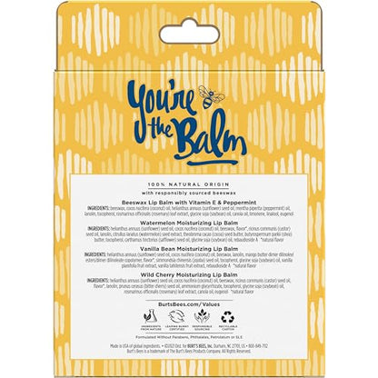 Burt's Bees Lip Balm Stocking Stuffers, Moisturizing Lip Care Christmas Gifts, SuperFruit - Pomegranate, Coconut & Pear, Mango, Pink Grapefruit, Natural Origin Treatment (4-Pack)