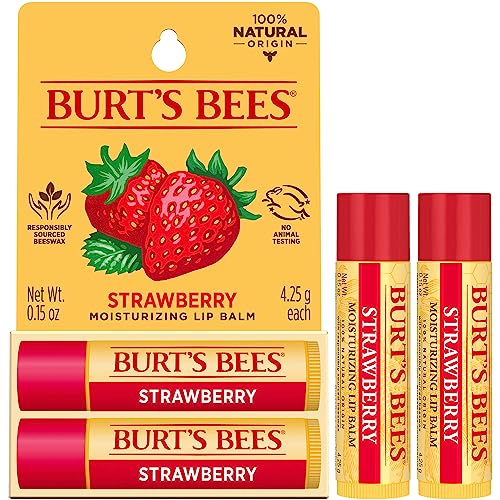 Burt's Bees Lip Balm Stocking Stuffers, Moisturizing Lip Care Christmas Gifts, SuperFruit - Pomegranate, Coconut & Pear, Mango, Pink Grapefruit, Natural Origin Treatment (4-Pack)