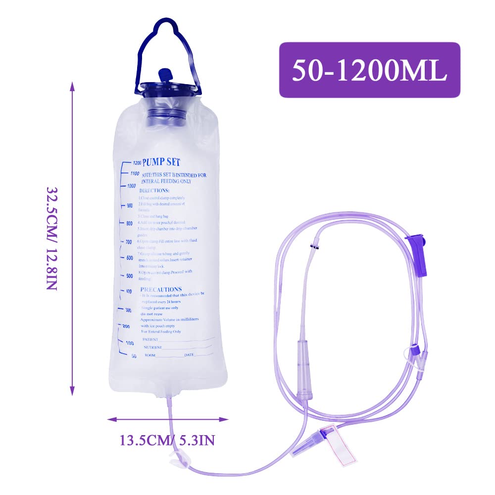 Reusable Bags Kit,1200ML N-utrition Bag Large Bore Gravity Bag Disposable