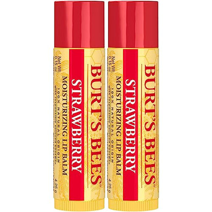 Burt's Bees Lip Balm Stocking Stuffers, Moisturizing Lip Care Christmas Gifts, SuperFruit - Pomegranate, Coconut & Pear, Mango, Pink Grapefruit, Natural Origin Treatment (4-Pack)
