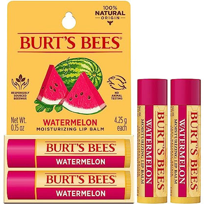 Burt's Bees Lip Balm Stocking Stuffers, Moisturizing Lip Care Christmas Gifts, SuperFruit - Pomegranate, Coconut & Pear, Mango, Pink Grapefruit, Natural Origin Treatment (4-Pack)