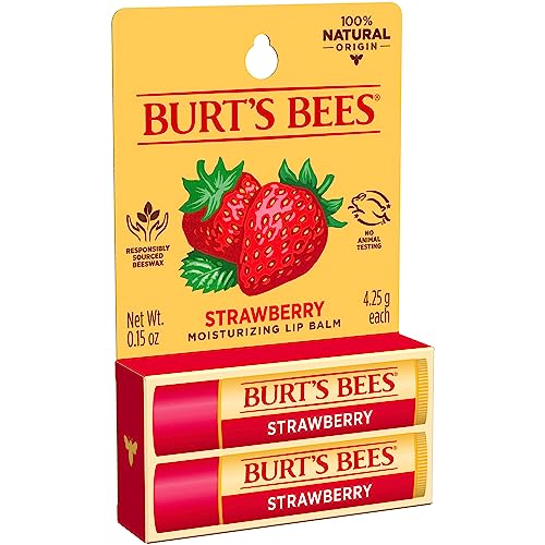 Burt's Bees Lip Balm Stocking Stuffers, Moisturizing Lip Care Christmas Gifts, SuperFruit - Pomegranate, Coconut & Pear, Mango, Pink Grapefruit, Natural Origin Treatment (4-Pack)