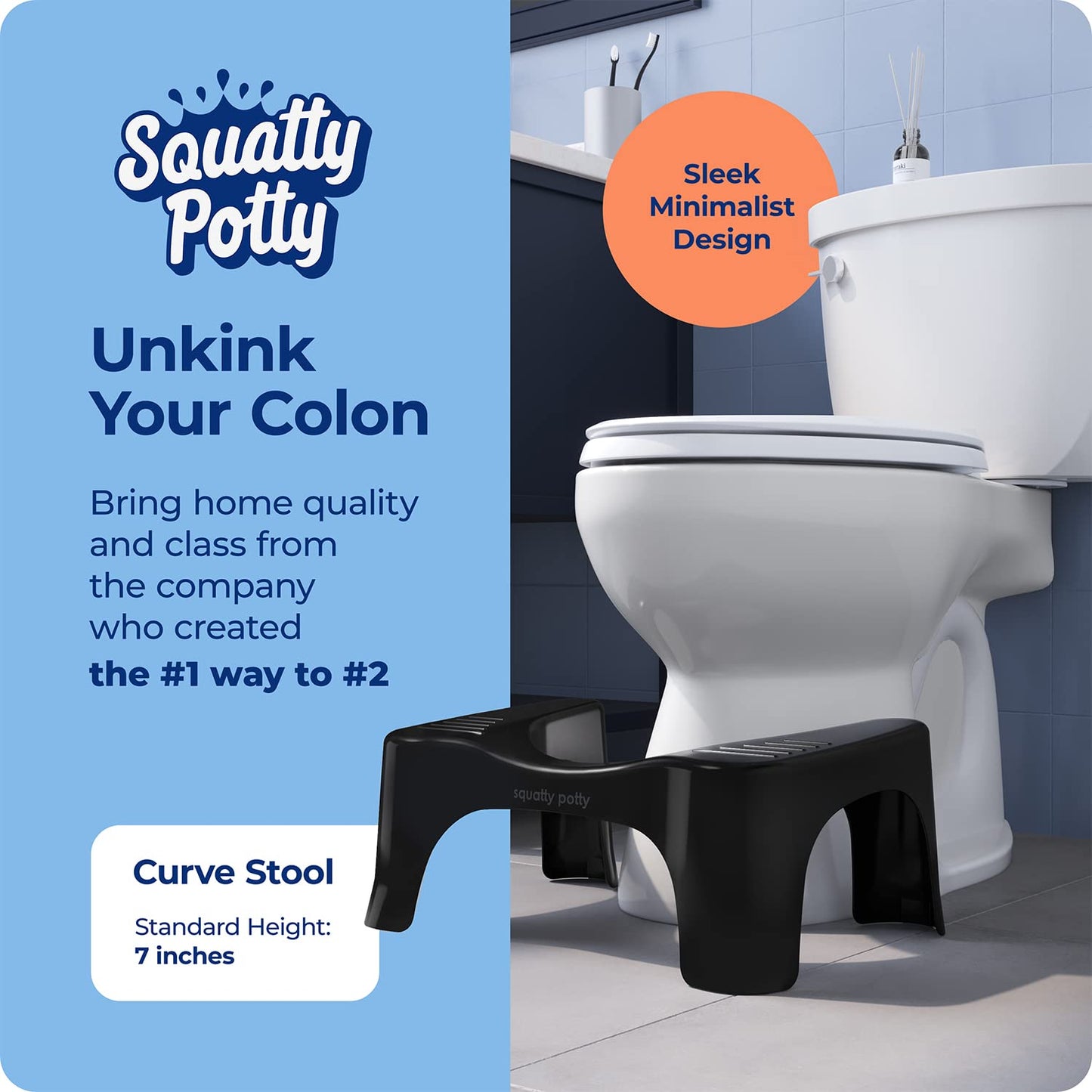 Squatty Potty Simple Bathroom Toilet Stool, White, 7"