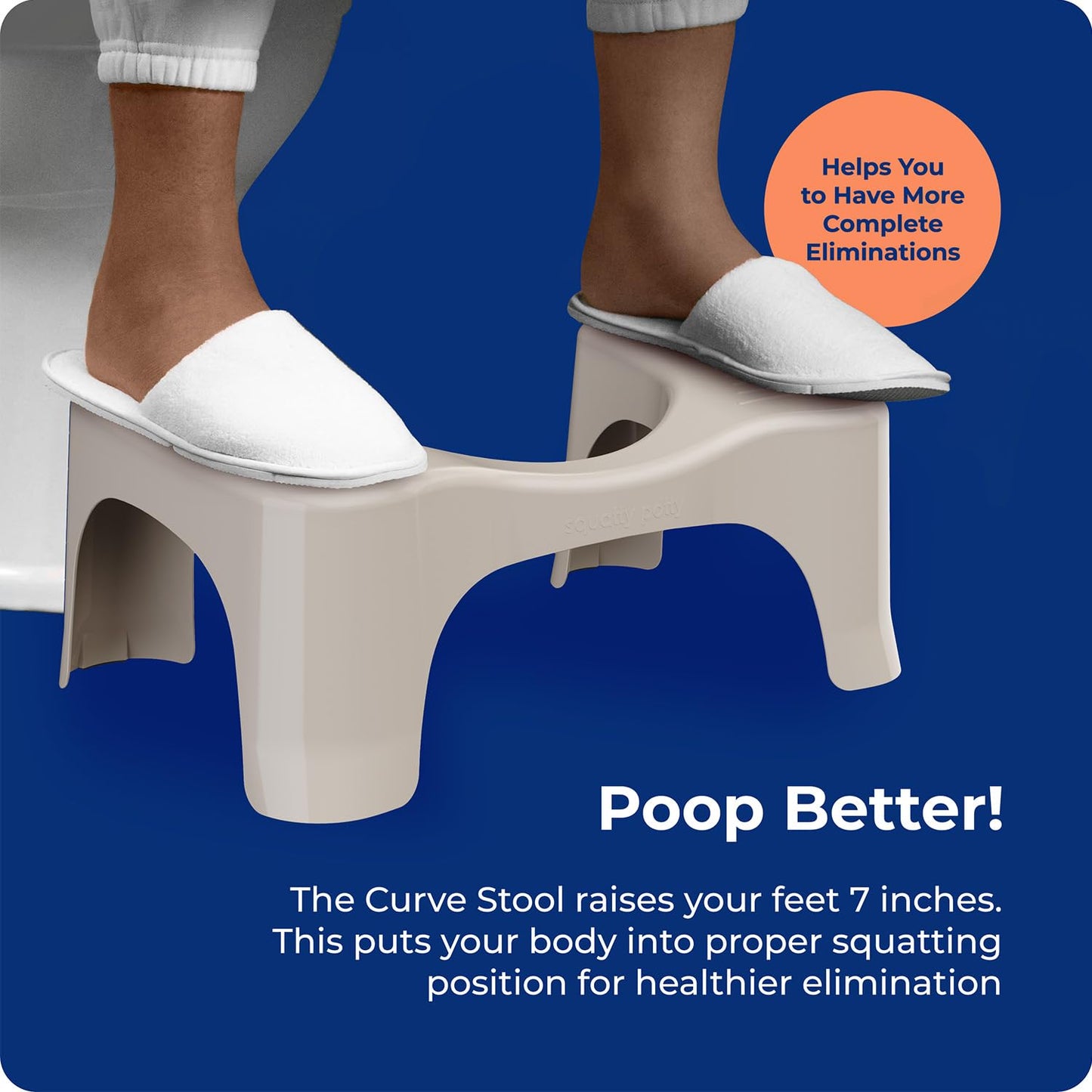 Squatty Potty Simple Bathroom Toilet Stool, White, 7"