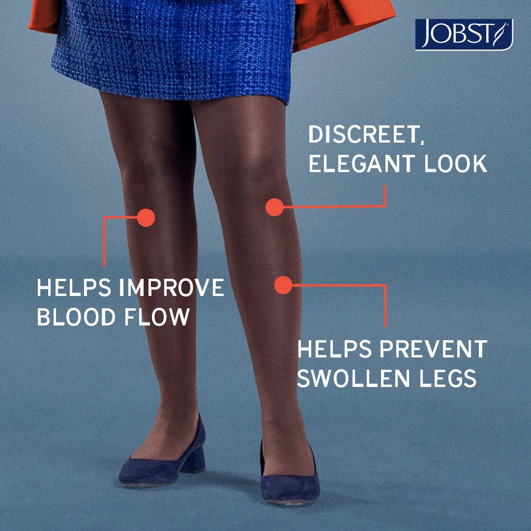 JOBST UltraSheer 15-20mmHg Compression Stockings, Pantyhose, Waist High, Closed Toe, Classic Black, Medium