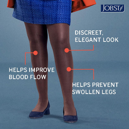 JOBST UltraSheer 15-20mmHg Compression Stockings, Pantyhose, Waist High, Closed Toe, Classic Black, Medium