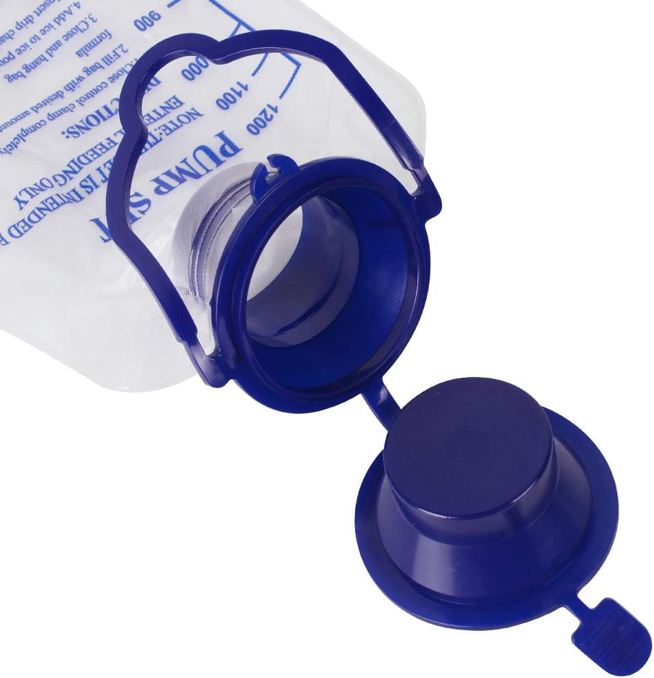 Disposable Enteral Nutrition Bag Feeding Bag, 1200ml Enteral Delivery Gravity/Pump Feeding Bag Set, Detachable Connector