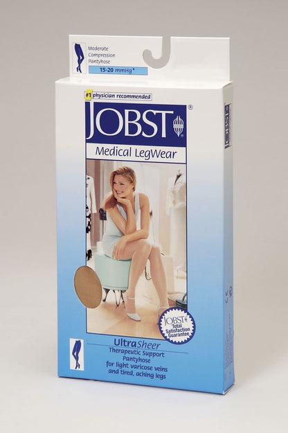 JOBST UltraSheer 15-20mmHg Compression Stockings, Pantyhose, Waist High, Closed Toe, Classic Black, Medium