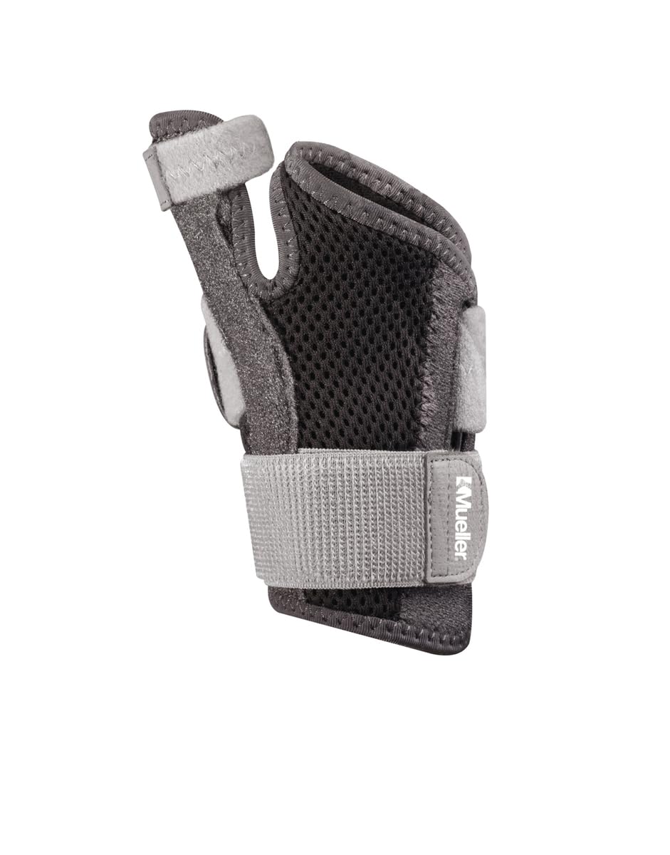 MUELLER Adjust-to-Fit Thumb Stabilizer - Unisex, One Size Fits Most, Ideal for De Quervains Tenosynovitis Brace, Thumb Brace for Arthritis Pain and Support, Can be Worn on Both Hands