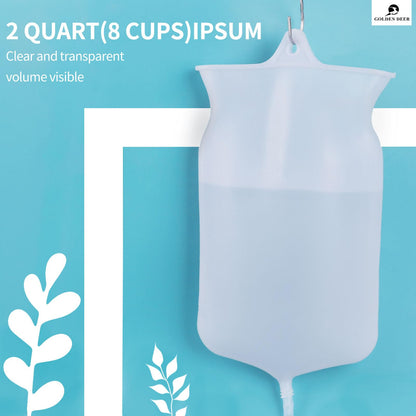 Silicone Enema Bag Kit - 2 Quart Capacity, 5 Multi-Size Reusable, Controlled Water Flow for Colon Detox Cleanse Enemas