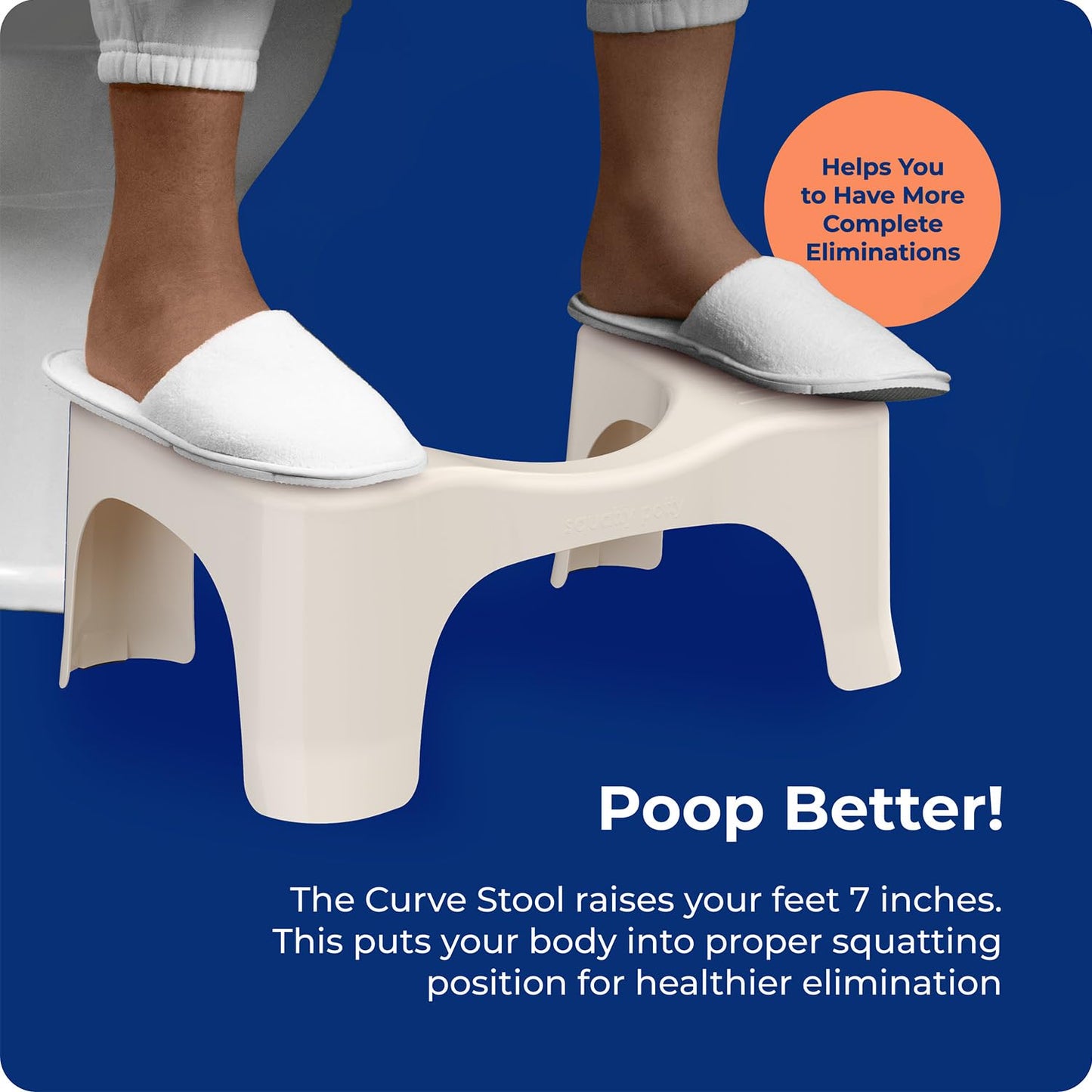 Squatty Potty Simple Bathroom Toilet Stool, White, 7"
