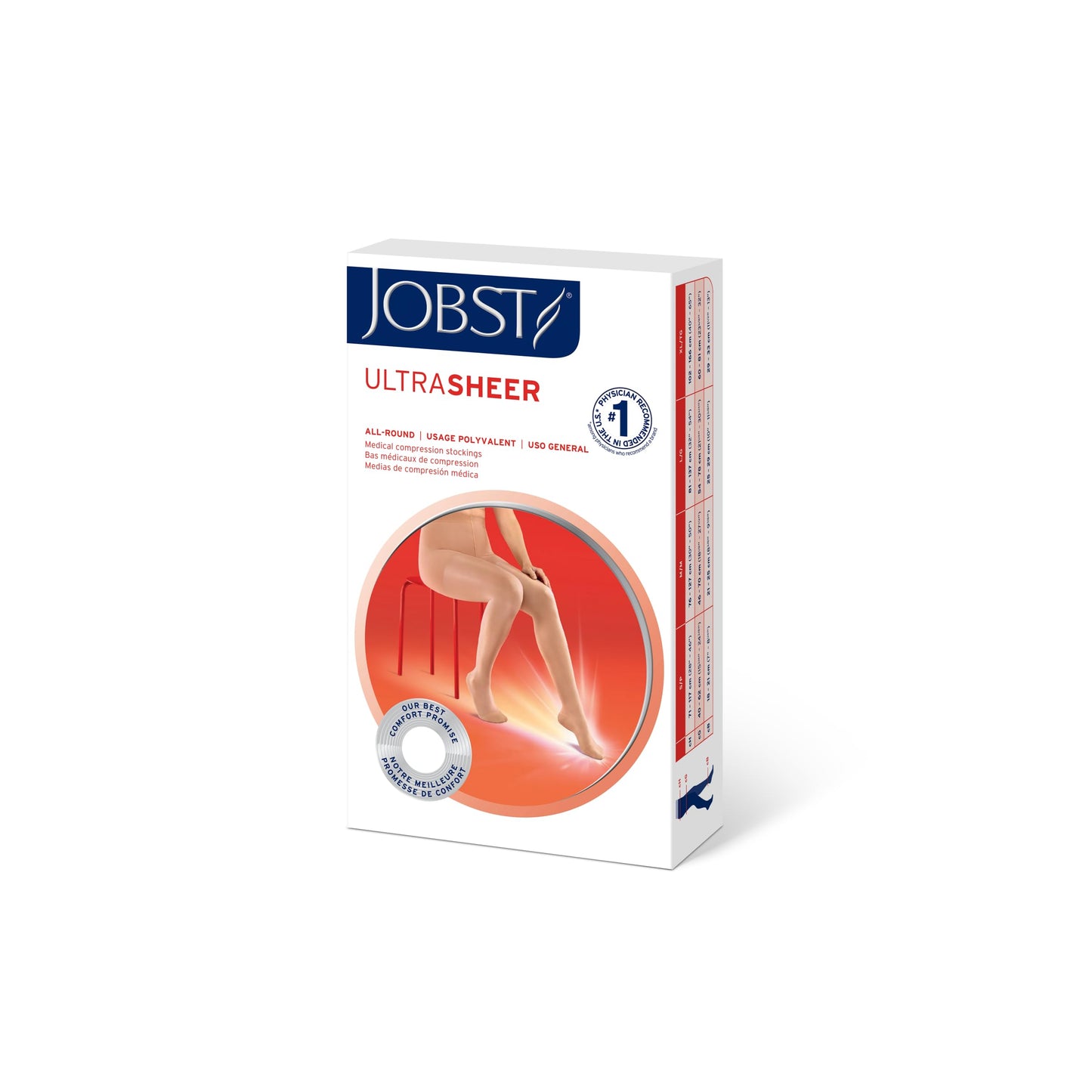 JOBST UltraSheer 15-20mmHg Compression Stockings, Pantyhose, Waist High, Closed Toe, Classic Black, Medium