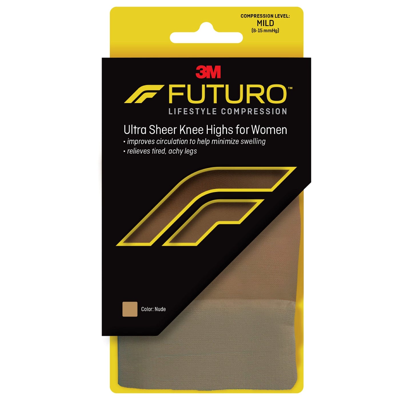 FUTURO Ultra Sheer Knee Highs for Women, Nude, 71061EN, Large, Moderate (15-20 mm/Hg)