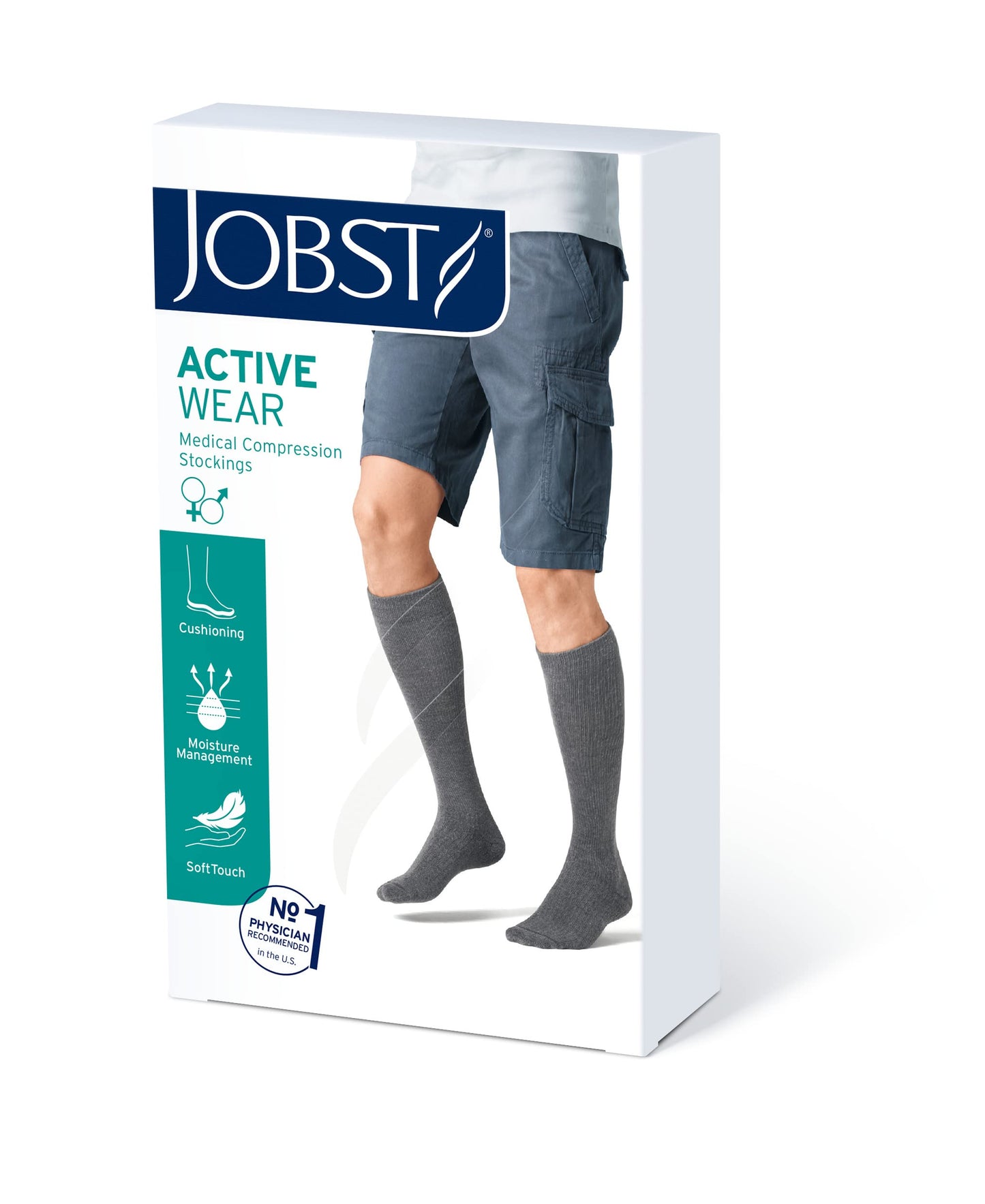 JOBST - 110484 Activewear Compression Socks, 15-20 mmHg, Knee High, Medium, Black