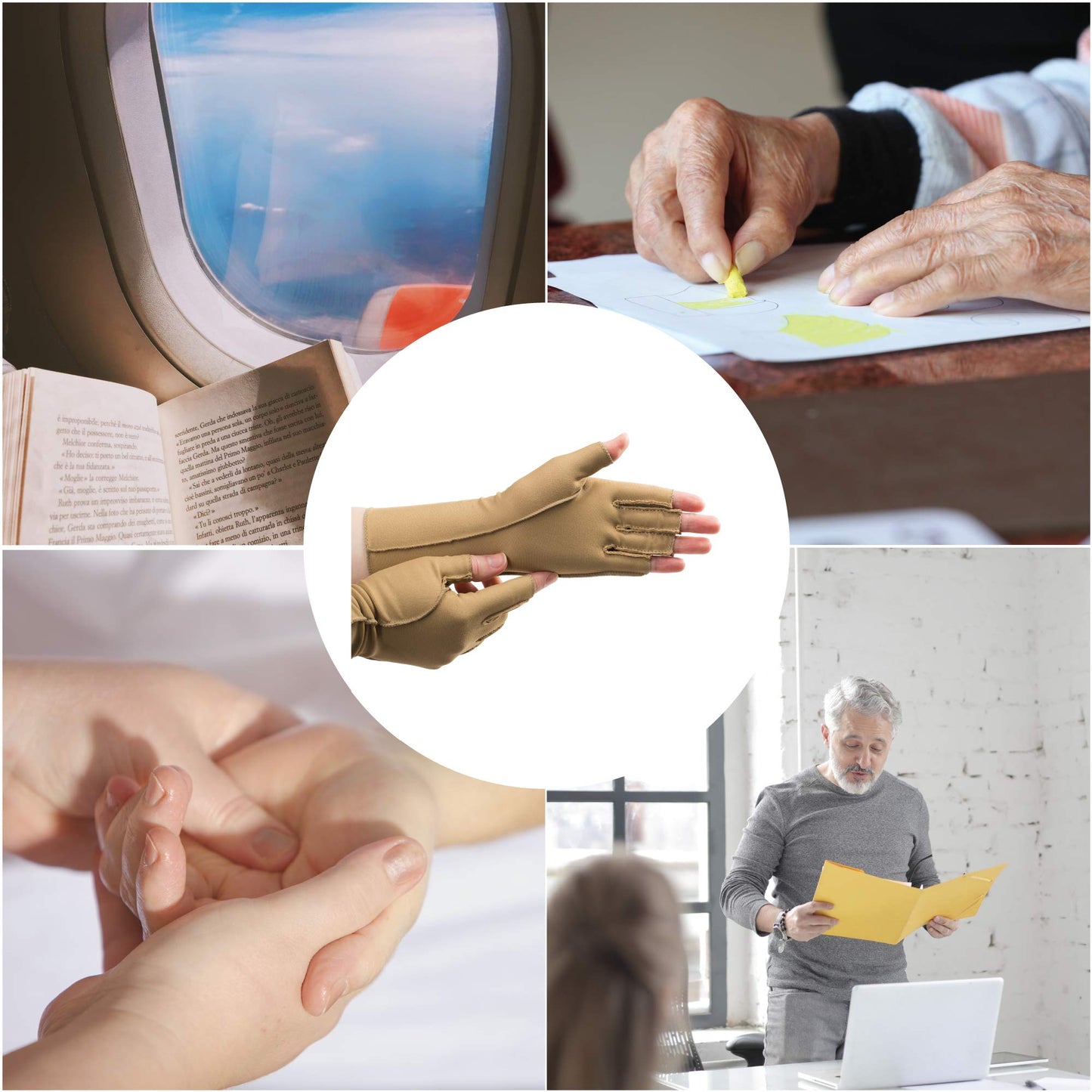 isotoner Women & Men Arthritis Compression Rheumatoid Pain Relief Gloves for joint support with Open/Full finger design