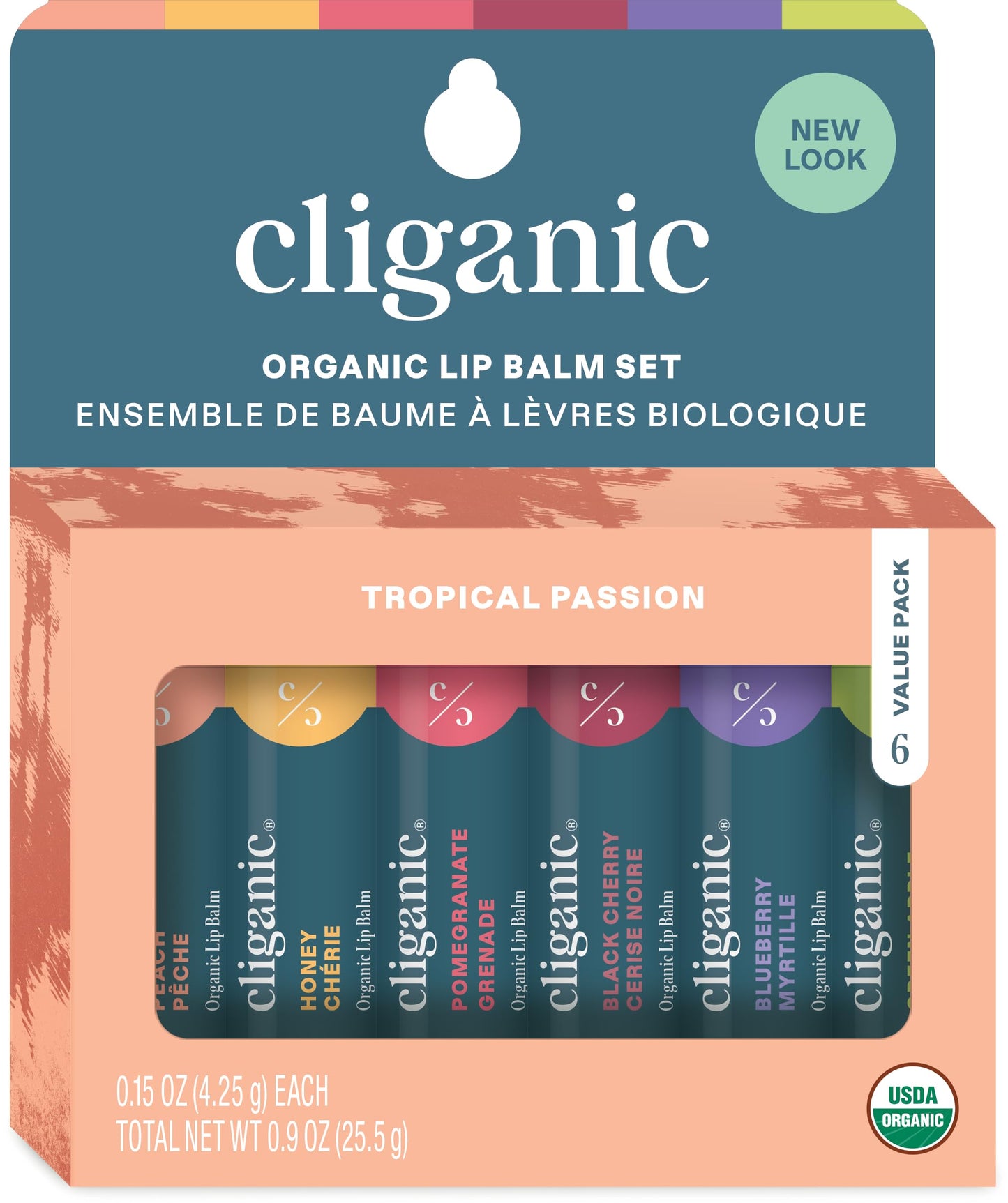 Cliganic Organic Lip Balm Set (4 Packs of 6 Tubes), 100% Natural Moisturizer for Cracked & Dry Lips (Packaging May Vary)