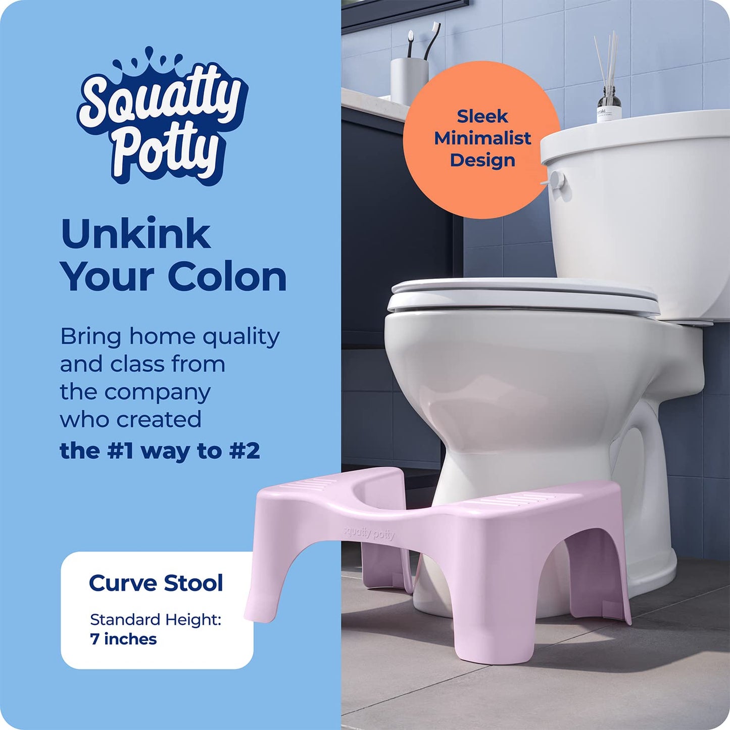Squatty Potty Simple Bathroom Toilet Stool, White, 7"