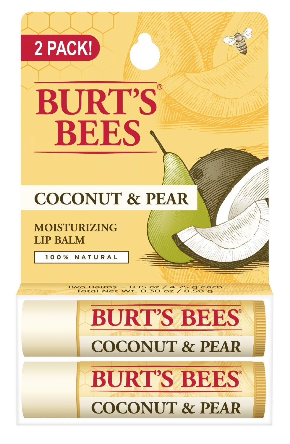 Burt's Bees Lip Balm Stocking Stuffers, Moisturizing Lip Care Christmas Gifts, SuperFruit - Pomegranate, Coconut & Pear, Mango, Pink Grapefruit, Natural Origin Treatment (4-Pack)