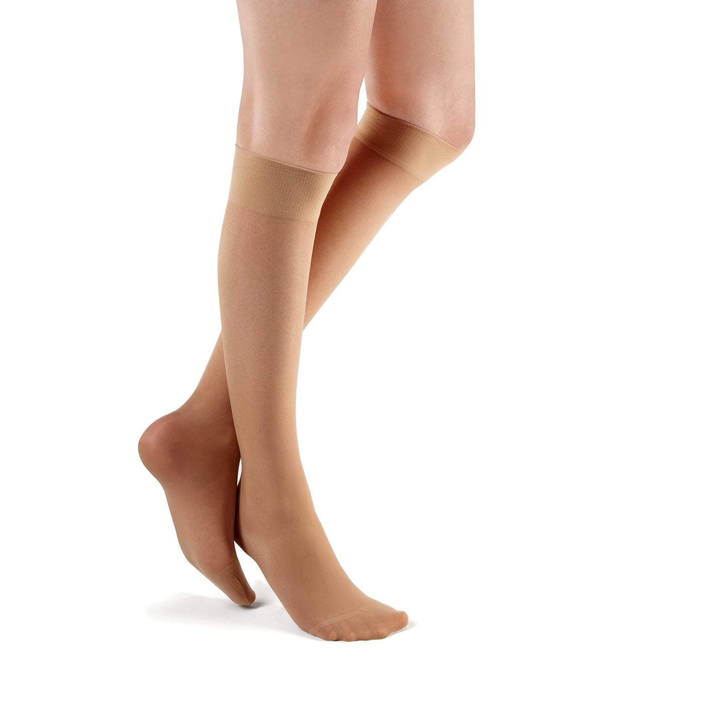 FUTURO Ultra Sheer Knee Highs for Women, Nude, 71061EN, Large, Moderate (15-20 mm/Hg)