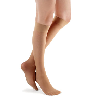 FUTURO Ultra Sheer Knee Highs for Women, Nude, 71061EN, Large, Moderate (15-20 mm/Hg)