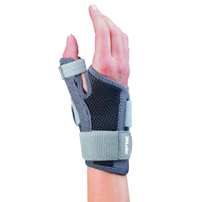 MUELLER Adjust-to-Fit Thumb Stabilizer - Unisex, One Size Fits Most, Ideal for De Quervains Tenosynovitis Brace, Thumb Brace for Arthritis Pain and Support, Can be Worn on Both Hands