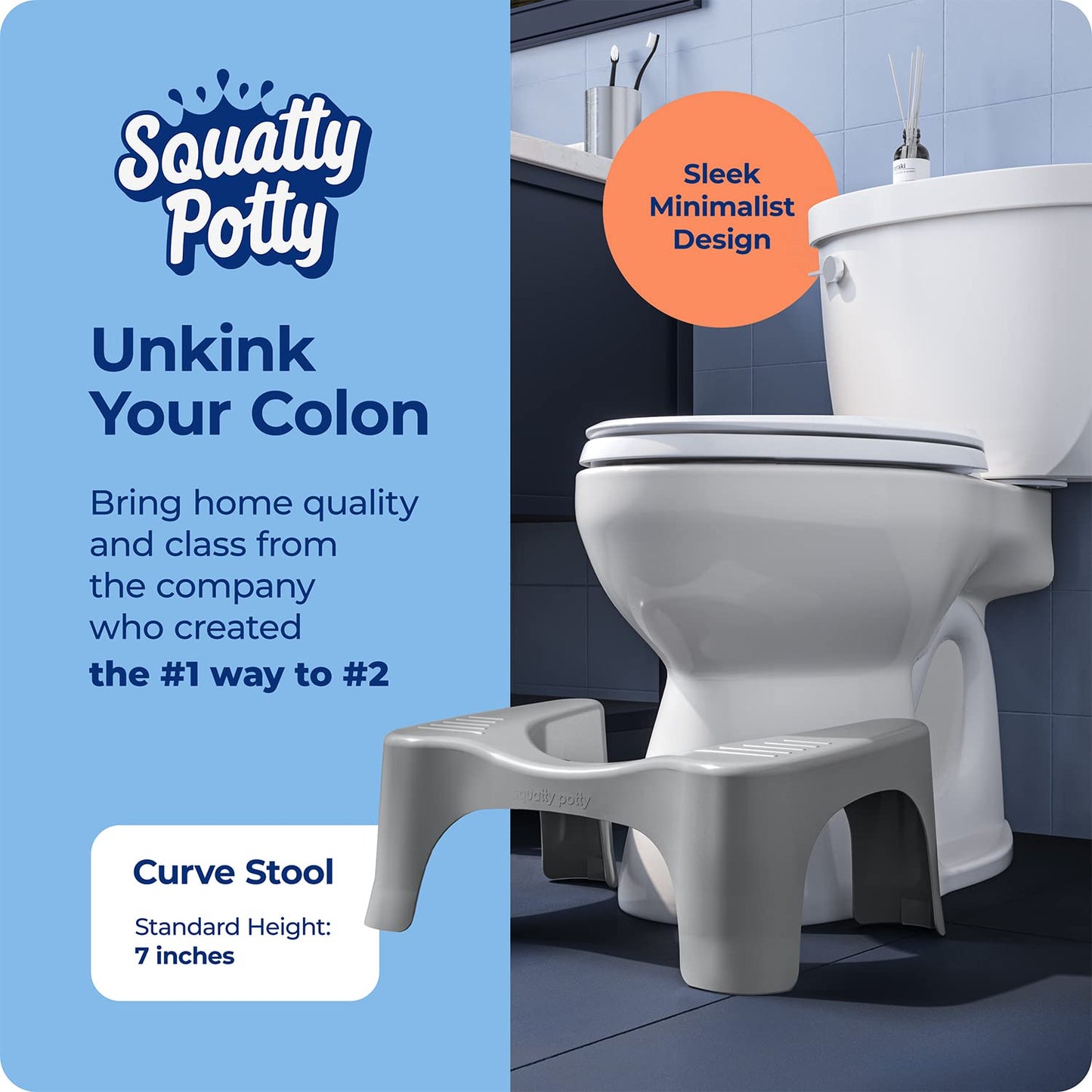 Squatty Potty Simple Bathroom Toilet Stool, White, 7"