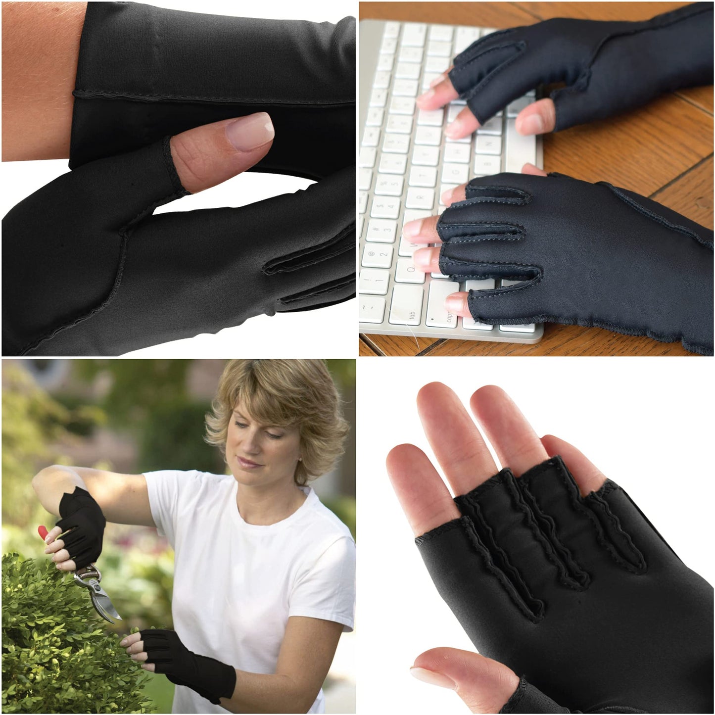 isotoner Women & Men Arthritis Compression Rheumatoid Pain Relief Gloves for joint support with Open/Full finger design