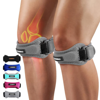 CAMBIVO 2 Pack Knee Braces for Knee Pain, Patella Knee Support Strap, Adjustable Patellar Tendon Stabilizer Band for Jumpers Knee, Tendonitis, Basketball, Running, Hiking, Volleyball, Tennis, Squats