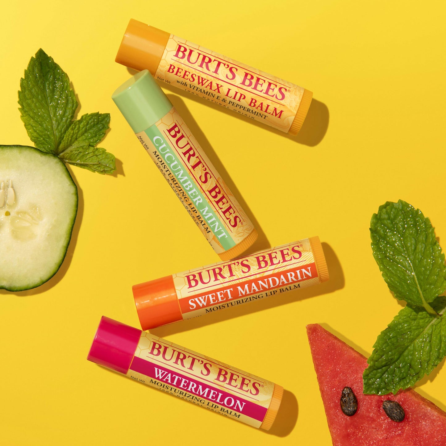 Burt's Bees Lip Balm Stocking Stuffers, Moisturizing Lip Care Christmas Gifts, SuperFruit - Pomegranate, Coconut & Pear, Mango, Pink Grapefruit, Natural Origin Treatment (4-Pack)