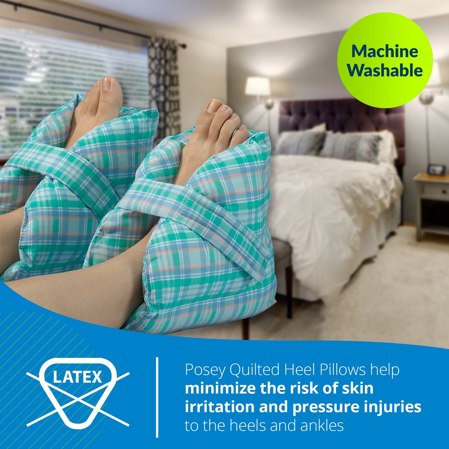 TIDI Posey Heel Pillows – One Size Fits Most – Polyester/Cotton, Pastel Plaid – Qty: 1 Pair of Quilted Heel Pillows Per Package – Heel Off-Loading Devices – Heel Pressure Injuries – Home Care (6115)