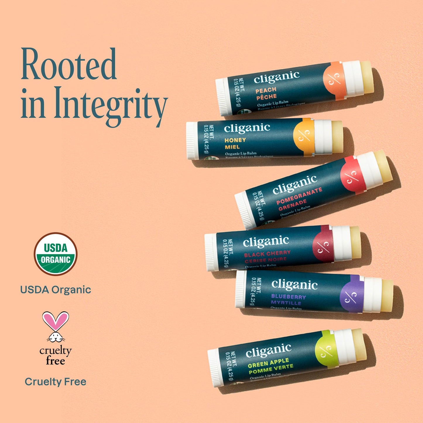 Cliganic Organic Lip Balm Set (4 Packs of 6 Tubes), 100% Natural Moisturizer for Cracked & Dry Lips (Packaging May Vary)