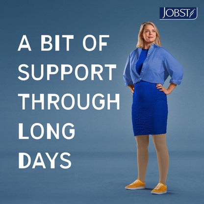 JOBST Relief Waist High Graduated Compression Stockings 30-40mmHg - Comfortable Unisex Design - Open Toe, Beige, Large