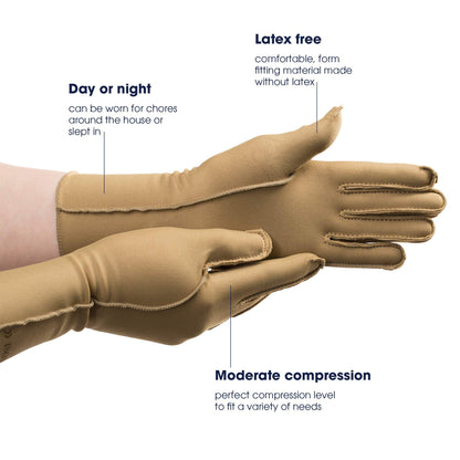 isotoner Women & Men Arthritis Compression Rheumatoid Pain Relief Gloves for joint support with Open/Full finger design