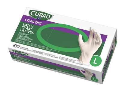 CURAD Powder-Free Textured Latex Exam Gloves, Large
